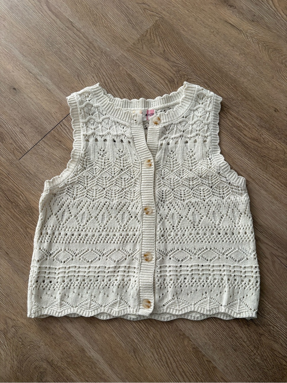 Hazel Moon Cream Sleeveless Button-Front Sweater Vest